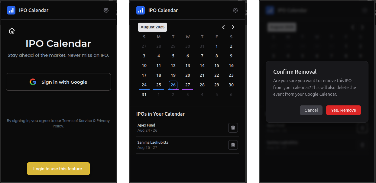 Screenshot of the portfolio dashboard