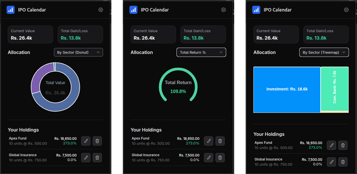 Screenshot of the calendar view